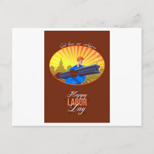 Happy Labour Day Steel Worker Greeting Card