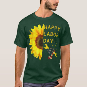 Happy Labour Day Sunflower American Flag T-Shirt C