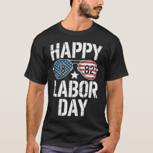 Happy Labour Day Sunglasses 1882 American Flag T-Shirt