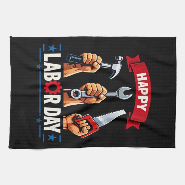 Happy Labour-day Tea Towel (Horizontal)
