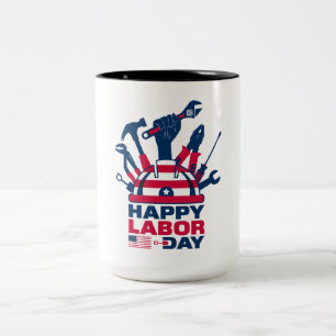 Happy Labour Day, USA Holiday Two-Tone Coffee Mug