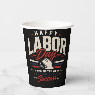 Happy Labour Day Vintage Typography Honouring Paper Cups
