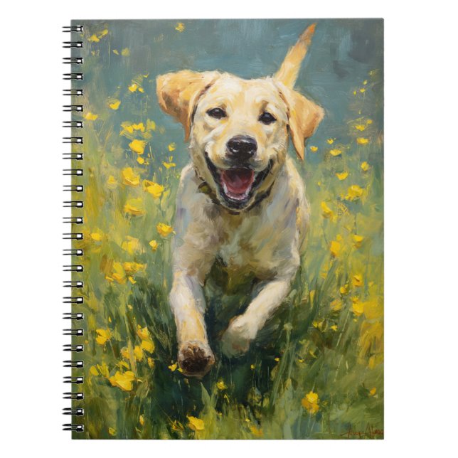 Happy Labrador Meadow Notebook (Front)