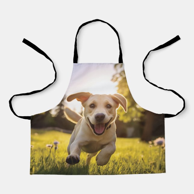 Happy Labrador Puppy Running  Apron (Front)