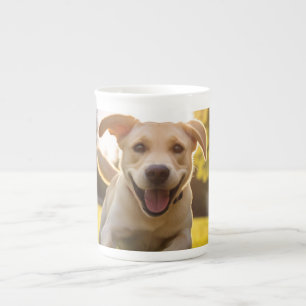 Happy Labrador Puppy Running  Bone China Mug
