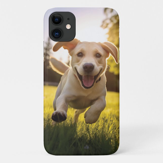 Happy Labrador Puppy Running  Case-Mate iPhone Case (Back)