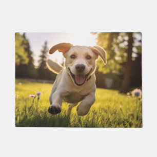 Happy Labrador Puppy Running Doormat