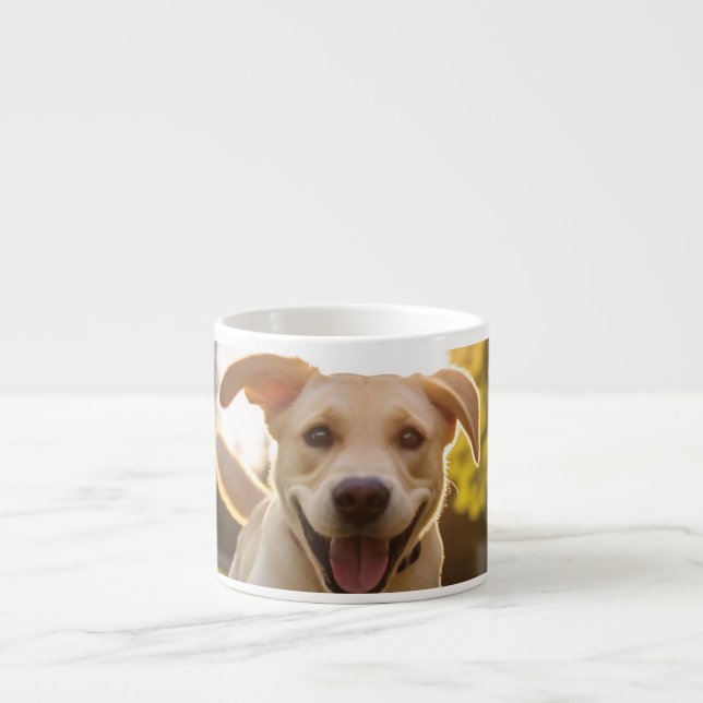 Happy Labrador Puppy Running  Espresso Cup (Front)