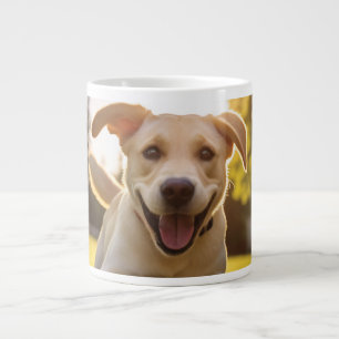 Happy Labrador Puppy Running  Large Coffee Mug