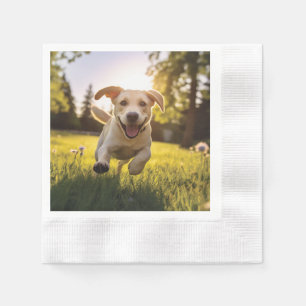 Happy Labrador Puppy Running Napkin