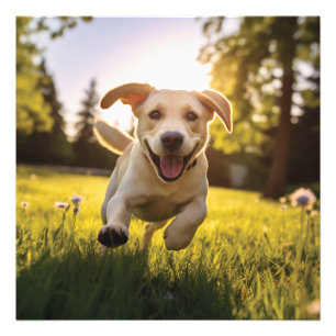 Happy Labrador Puppy Running Photo Print