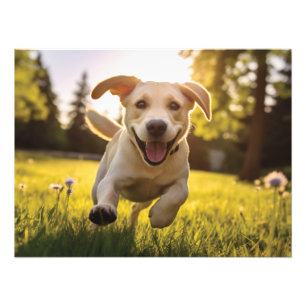 Happy Labrador Puppy Running Photo Print