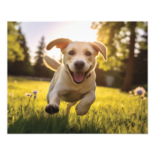 Happy Labrador Puppy Running Photo Print
