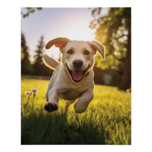 Happy Labrador Puppy Running Poster