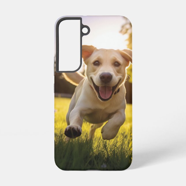 Happy Labrador Puppy Running  Samsung Galaxy S22 Case (Back)