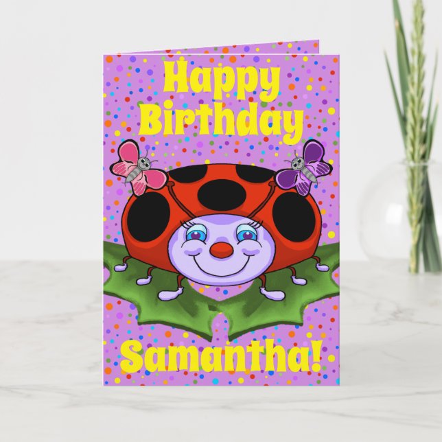Happy Ladybug Birthday Card (Front)