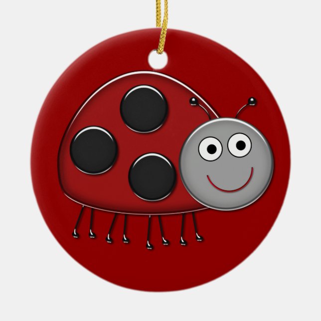 Happy Ladybug Ornament (Front)