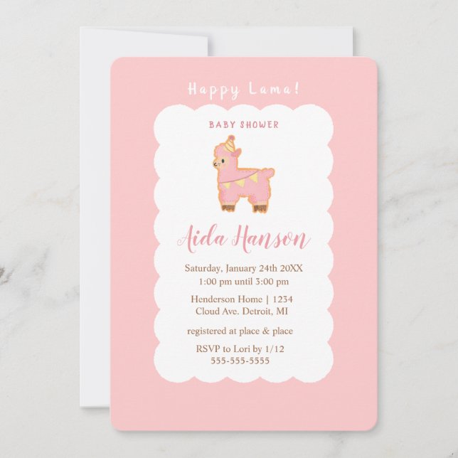 Happy Lama Bliss: Baby Shower for a Little Princes Invitation (Front)