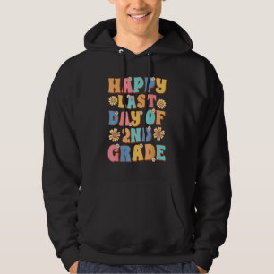 Happy Last Day of 2nd Grade Cute Groovy Second Gra Hoodie