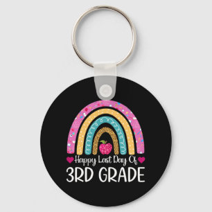 Happy Last Day Of 3rd Grade School Teacher Leopard Key Ring