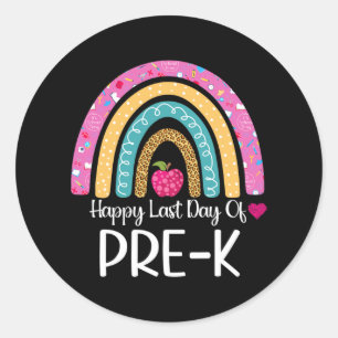 Happy Last Day Of Pre-k Teacher Kids Leopard Schoo Classic Round Sticker