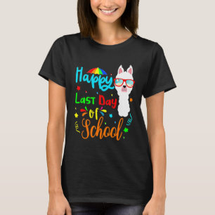 Happy Last Day Of School Alpaca Llama With Sunglas T-Shirt