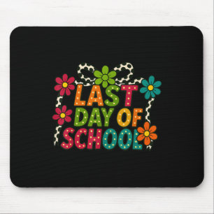 Happy Last Day Of School Bow Retro Flower Groovy G Mouse Pad