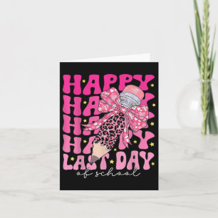 Happy Last Day Of School Coquette Bow Graduation P Card