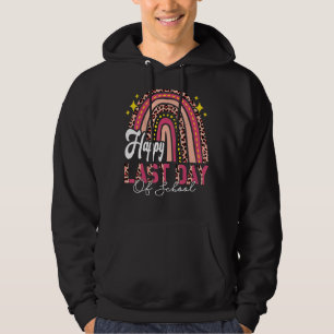 Happy Last Day Of School Cute Rainbow Pink Leopard Hoodie