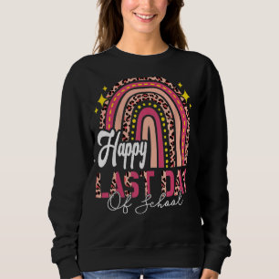 Happy Last Day Of School Cute Rainbow Pink Leopard Sweatshirt