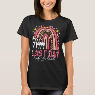 Happy Last Day Of School Cute Rainbow Pink Leopard T-Shirt