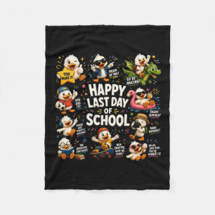 Happy Last Day Of School Cute Silly Goose Teacher Fleece Blanket