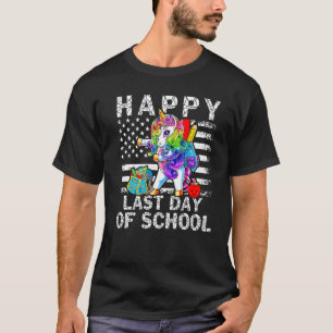 Happy Last Day Of School Dabbing Unicorn American T-Shirt