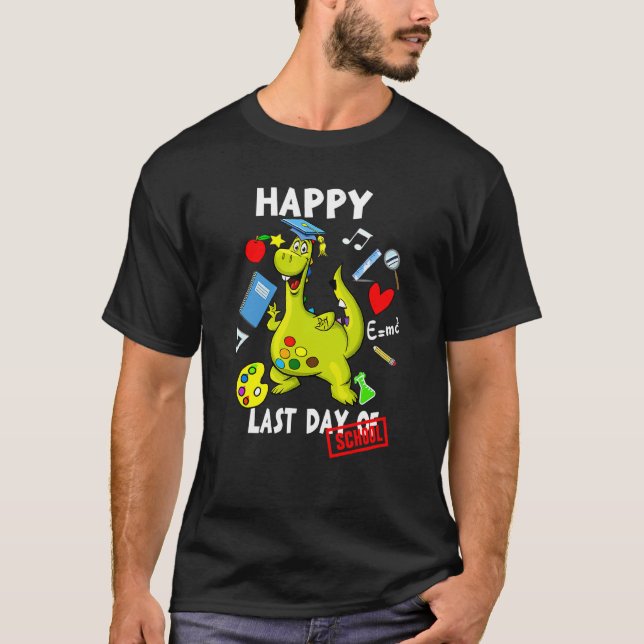 Happy Last Day Of School Dinosaur Rex  Boys Kids T-Shirt (Front)