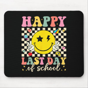 Happy Last Day Of School Groovy Smile Face Teacher Mouse Pad
