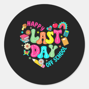 Happy Last Day Of School Heart Teacher Boy Girl Classic Round Sticker
