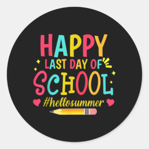 Happy Last Day of School Hello Summer Classic Round Sticker