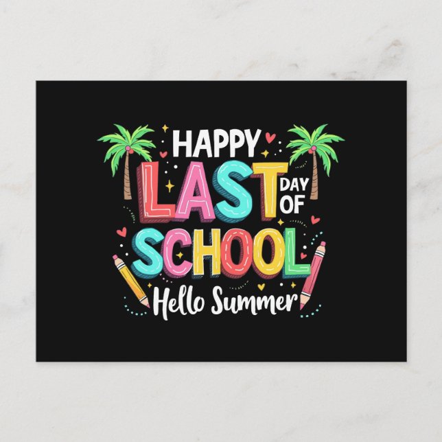 Happy Last Day Of School Hello Summer Postcard (Front)