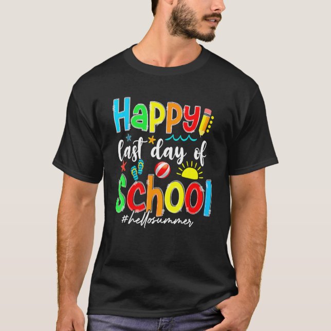 Happy Last Day Of School Hello Summer Students Kid T-Shirt (Front)