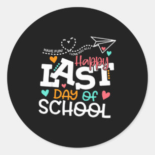 Happy last day of school kids teacher student classic round sticker