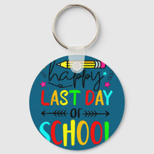 Happy last day of school kids teacher studentHappy Key Ring