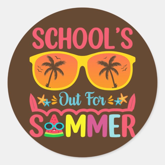 Happy Last Day Of School Out For Summer Teacher Classic Round Sticker (Front)