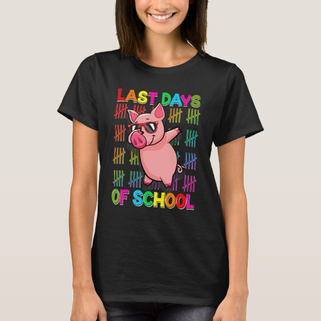 Happy Last Day Of School Pig  Boys Girls Graduatio T-Shirt (Front)