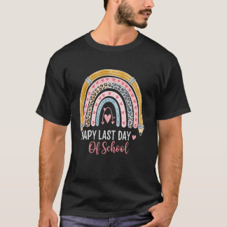 Happy Last Day of School Rainbow Leopard Teacher S T-Shirt
