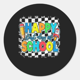 Happy Last-day Of School Rocket Summer Vacation Bo Classic Round Sticker