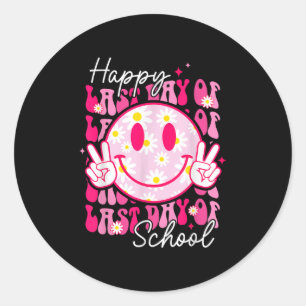 Happy Last Day Of School Smile Face Summer Teacche Classic Round Sticker