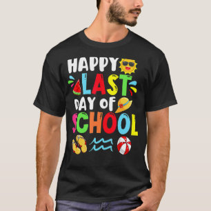 Happy Last Day Of School Summer Time Cute Sun Stud T-Shirt