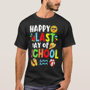 Happy Last Day Of School Summer Time Cute Sun Stud T-Shirt