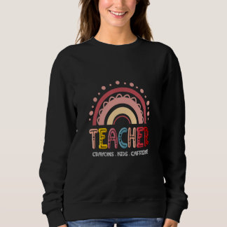 Happy Last Day Of School Teachers Crayons Kids Caf Sweatshirt