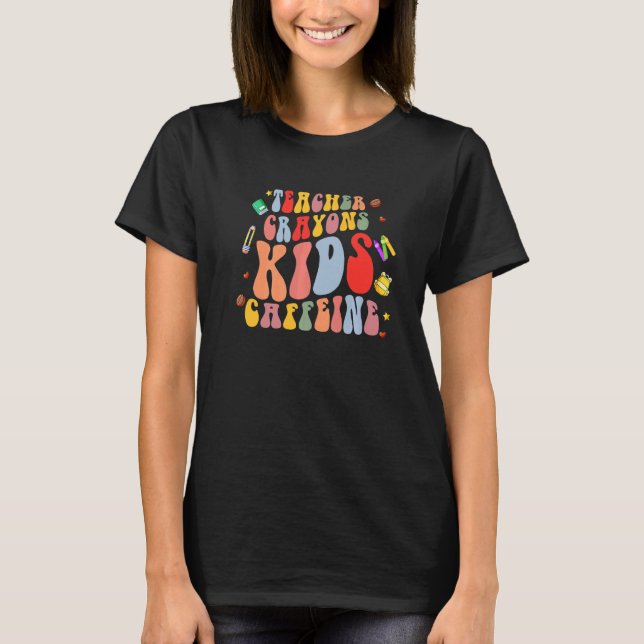 Happy Last Day of School Teachers Crayons Kids Caf T-Shirt (Front)